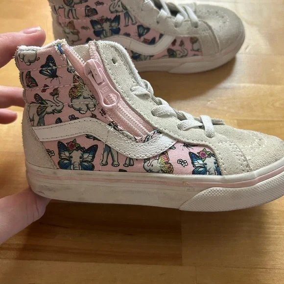 Vans Kids High-Top Sneakers - Pink and Cream with Fun Print - Picture 3 of 3